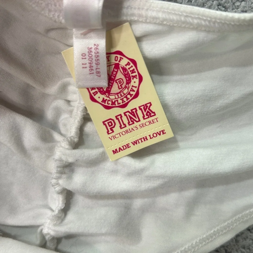PINK Victoria's Secret Low Rise Hipster Ruched White M Y2K Coquette Soft Girl